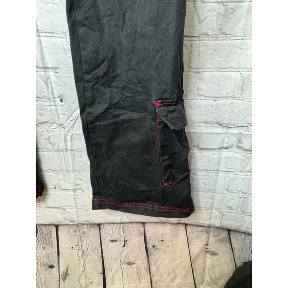 Hot Topic Black and Red Chain Flare Pants (Chains not included) Size 9 - Picture 4 of 7